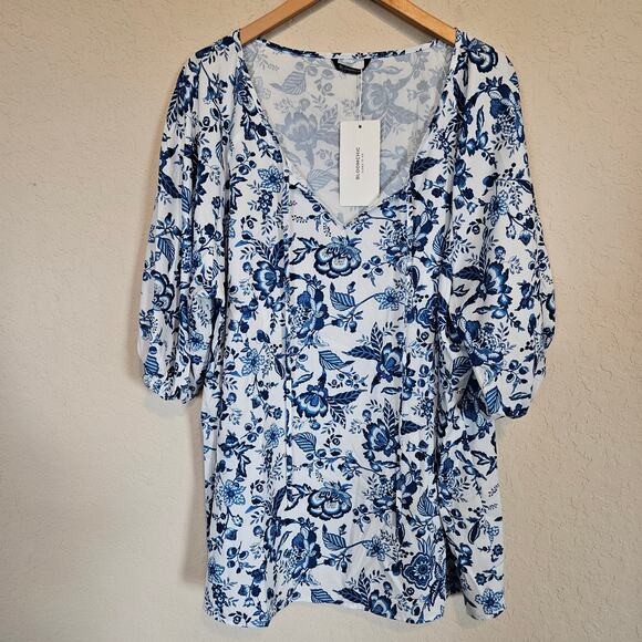 Bloomchic Floral Tunic Top Blouse 3/4 Sleeves Plus Size 22 24 Boho Casual Spring - Picture 1 of 9